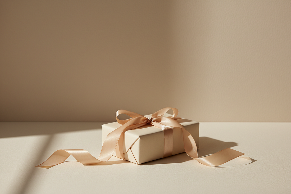 Iesaiņota dāvanu kaste uz neitrāla fona