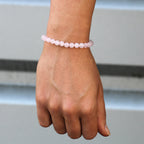 18K apzeltīta dabīgo akmeņu rokassprādze - Rozā kvarcs