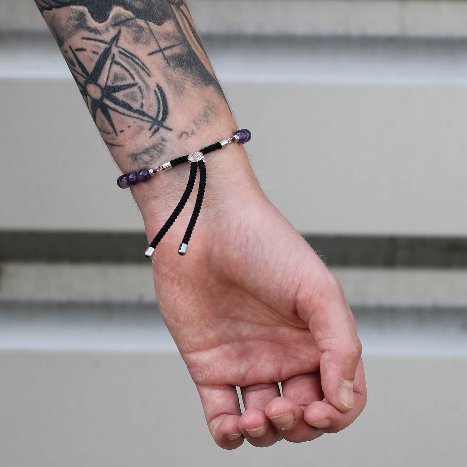 925 sudrabota dabīgo akmeņu rokassprādze - Ametists