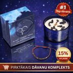 Auns (Aries)- horoskopa (zodiaka) zīmes sojas vaska svece ar dārgakmeņiem un rokassprādzi pirktākais dāvanu komplekts