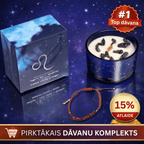 Lauva (Leo) - horoskopa (zodiaka) zīmes sojas vaska svece ar dārgakmeņiem un rokassprādzi pirktākais dāvanu komplekts