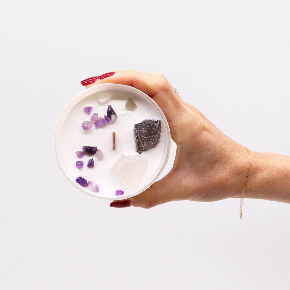 Sojas vaska kristālu svece - Kroņa čakra (Sahasrara)