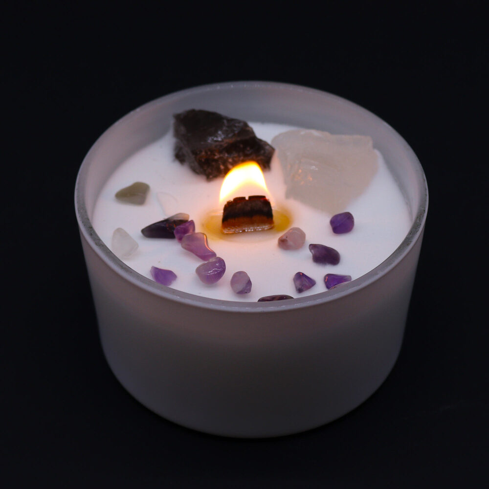 7. Kroņa čakra (Sahasrara) - sojas vaska kristālu svece