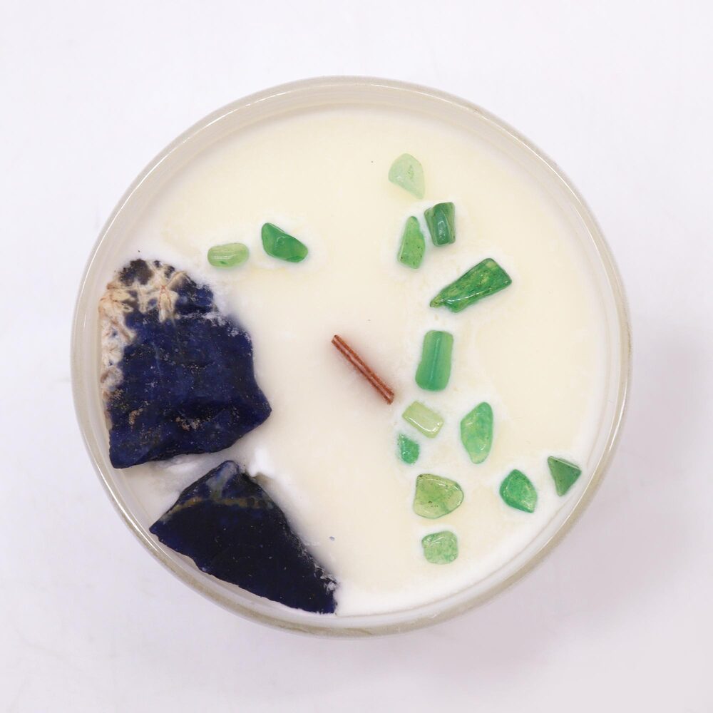 Sojas vaska kristālu svece - 5. Rīkles čakra (Vishuddha)