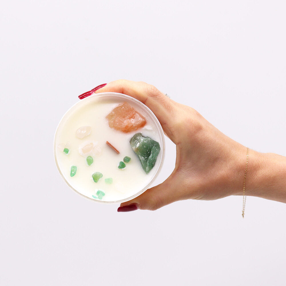 Sojas vaska kristālu svece - Sirds čakra (Anahata)