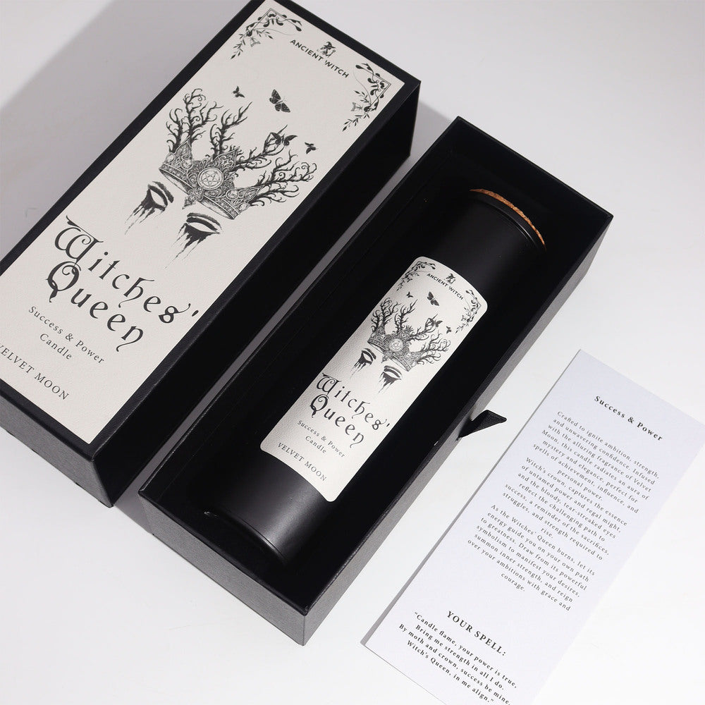 Panākumu un spēka sojas vaska svece - Witches Queen ar iepakojumu