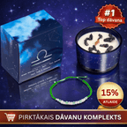 Svari (Libra) - horoskopa (zodiaka) zīmes sojas vaska svece ar dārgakmeņiem un rokassprādzi pirktākais dāvanu komplekts