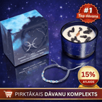 Zivis (Pisces) - horoskopa (zodiaka) zīmes sojas vaska svece ar dārgakmeņiem un rokassprādzi pirktākais dāvanu komplekts