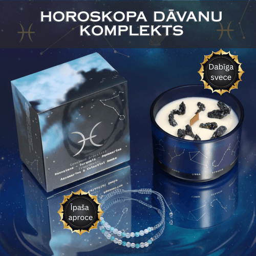 Horoskopa (zodiaka) zīmes dāvanu komplekts ar īpašu aproci un dabīgu sveci